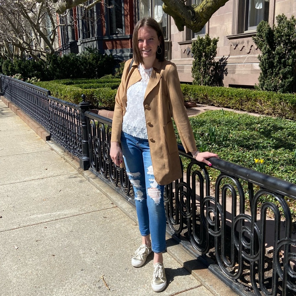 Cute Faux Suede Tan Philosophy Trench Jacket